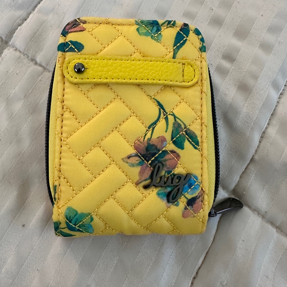 Lug Flurry RFID Wallet with Charm Bar in Bouquet Yellow - NWOT
